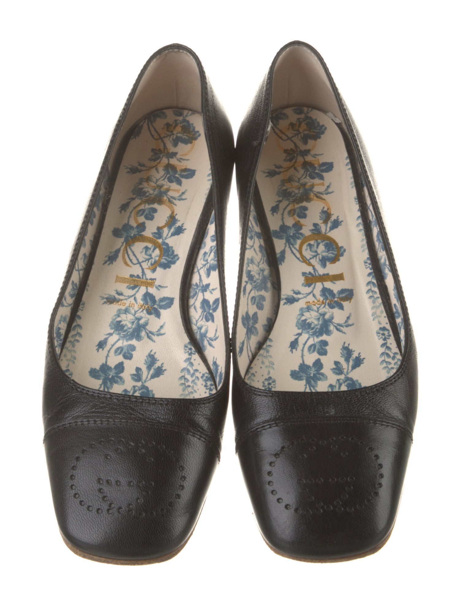 Gucci Interlocking G Logo Leather Ballet Flats